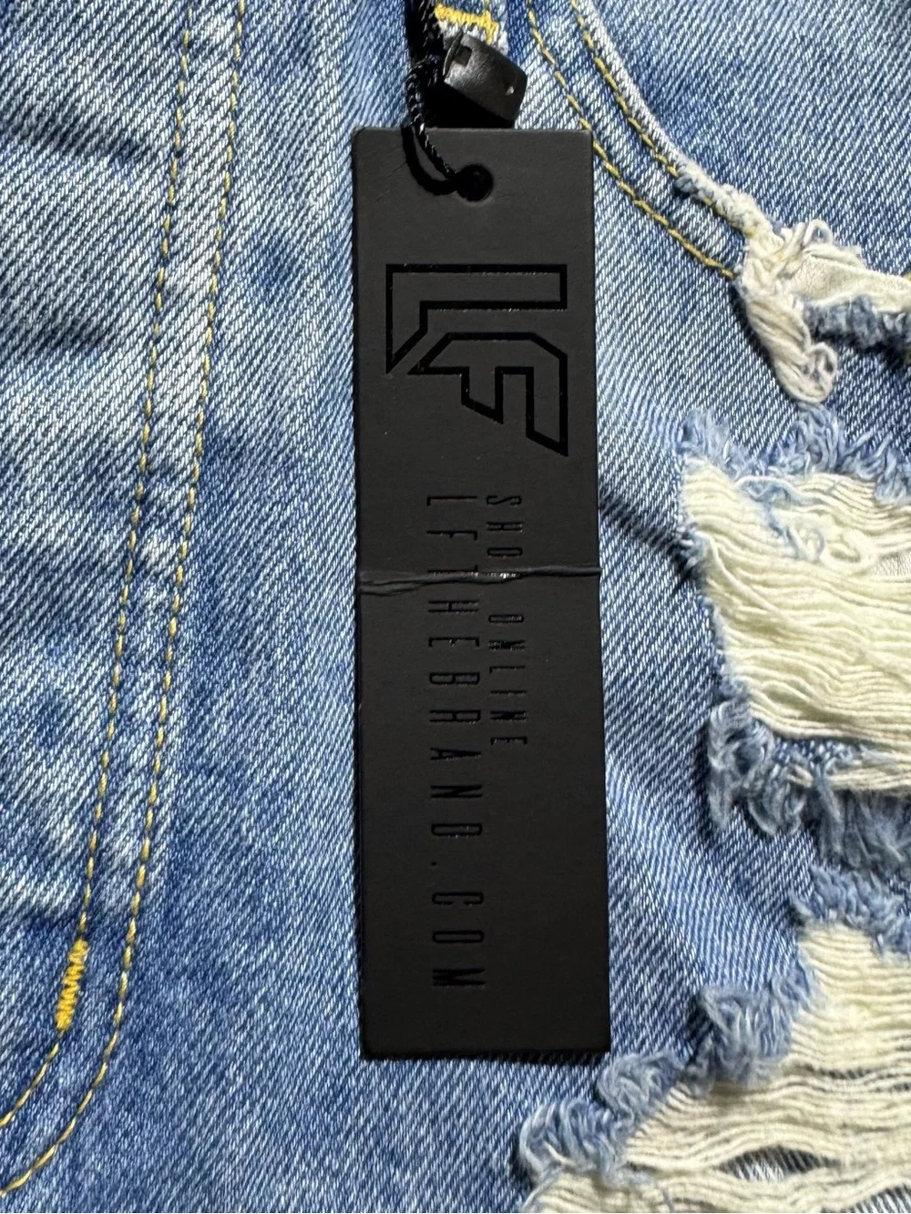 LF The Brand Skirt Womens 28 Adriana Blue Denim Distressed Button Fly Mini NEW